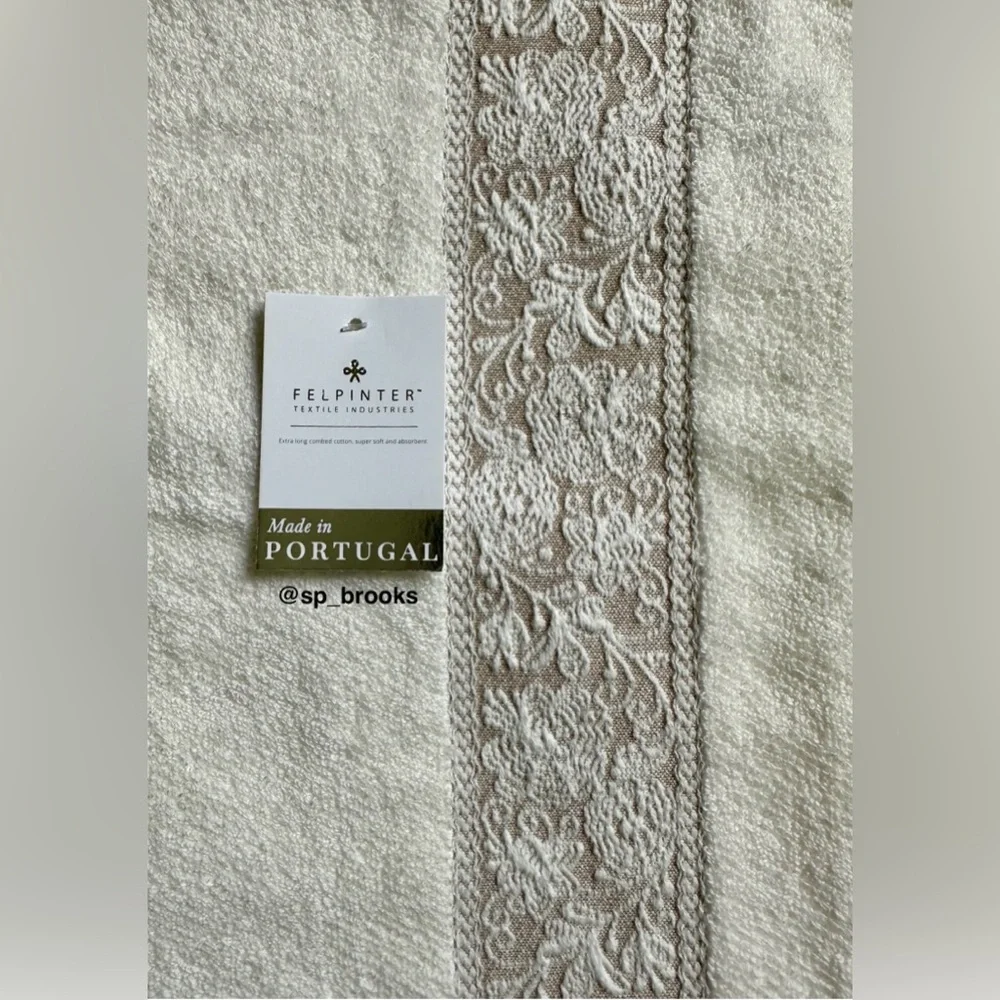 🎁2PC FELPINTER Bath Towel Set - Off White Comb Cotton, Super Soft & Absorbent